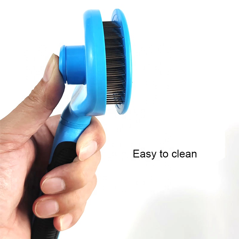 Self Slicker Pet Groom Brush Comb Dog Brush Cat Comb With Self Clean Button With Masaging Bead On Tips
