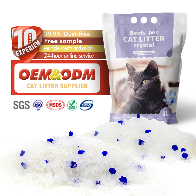2024 Factory direct wholesale 1-8mm 1.6kg Pet Products Supply Silica Gel Sand Filler Clean Blue Crystal Silicone Cat Litter