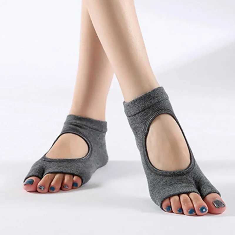 Womens double toe yoga socks anti slip sports cotton Pilates socks fast drying ballet professional dance socksXJ250418
