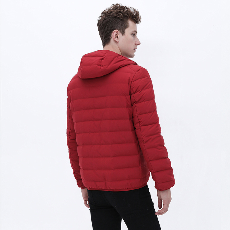 2025 new lightweight down men's hooded seamless one-piece woven jacket plus size