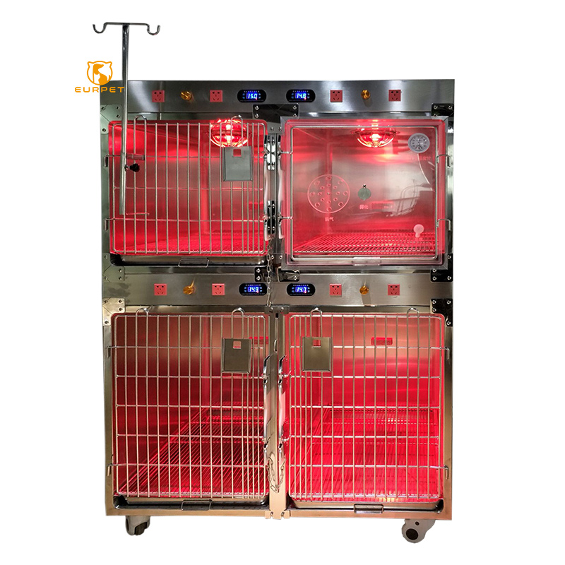 EUR PET Reliable Pet stainless steel ICU cage for animal veterinary modular cage with temperature control and oxygen