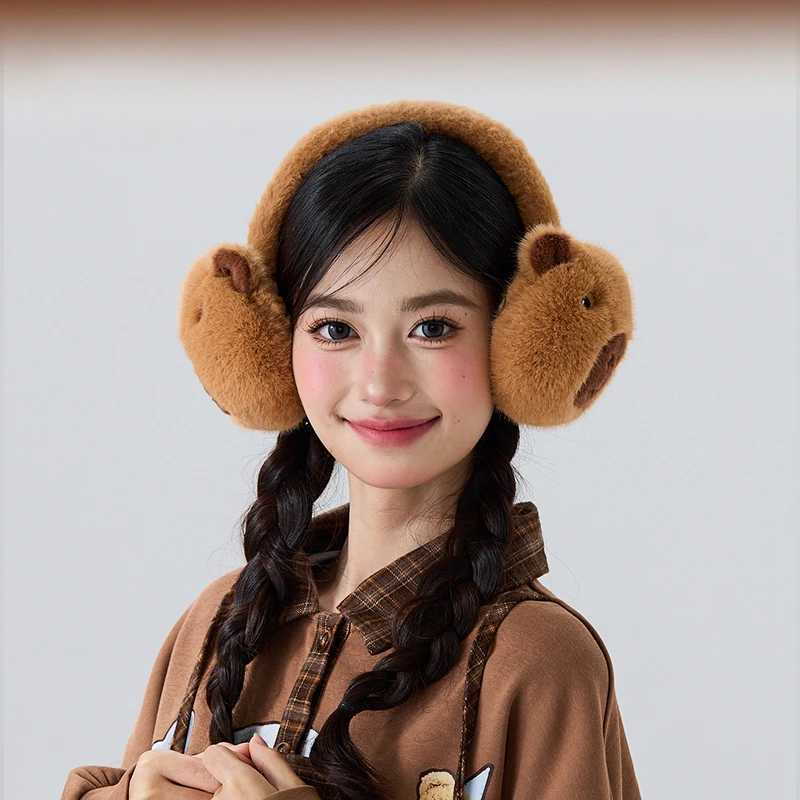 Cute Cybara Plush Earmuff for Women Ear Warmer Windproof Ear Protection Winter Earmuffs Warm Ear Cover Adults Folding EarflXJ241126