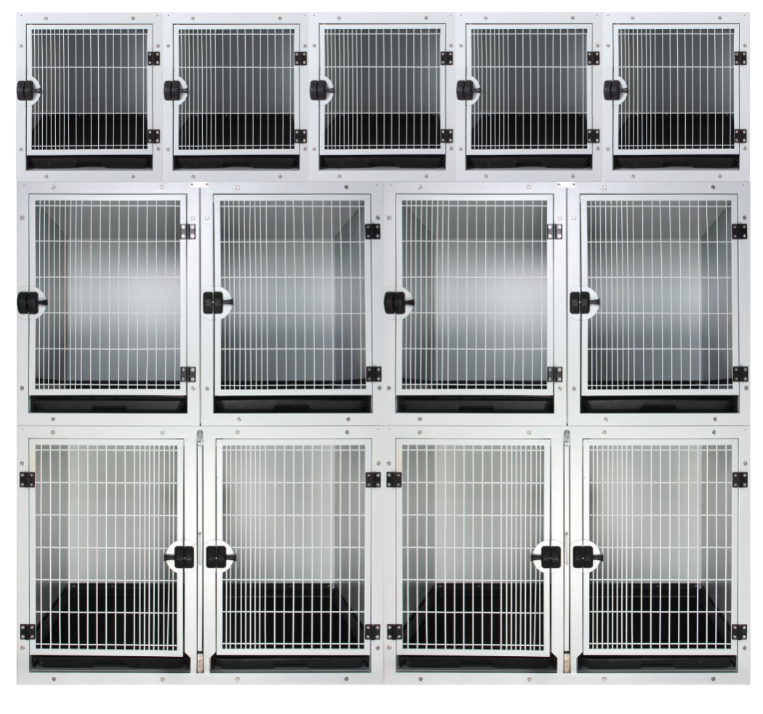 Full Bank Stackable Veterinary Stainless Steel Dog Kennels Metal Dog Cages for Sale