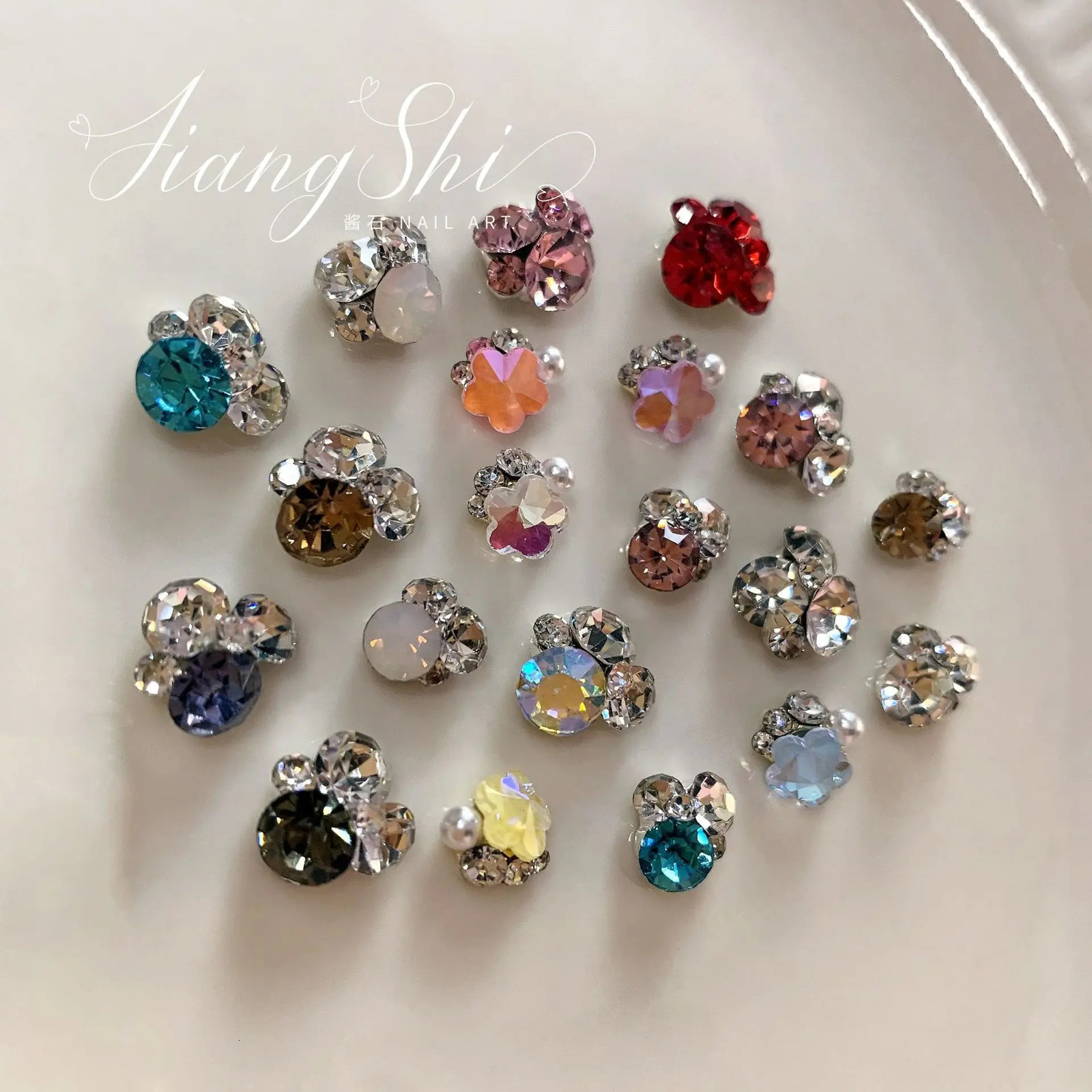 1 set of nail art 3D metal charm crystal star nail rhinestone square gemstone flower pearl decoration shiny nail accessories 241126