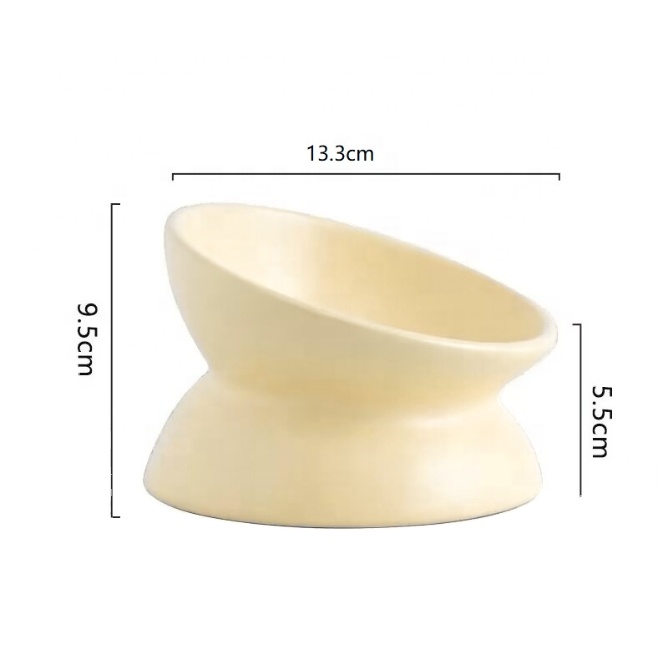 Hot Sale Multi Color High Foot Cat Bowl Protect Cervical Spine Oblique Mouth Pet Ceramic Bowl