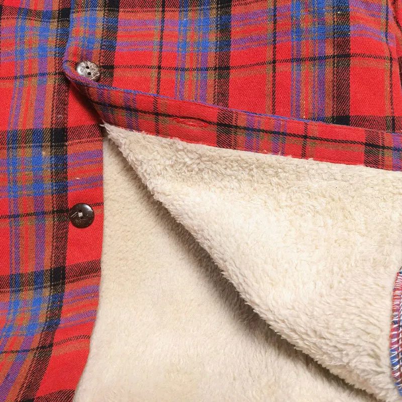 Autumn and winter mens pure cotton plain weave shirt jacket casual thick wool lining flannel shirt Sherpa button mens shirt 241126