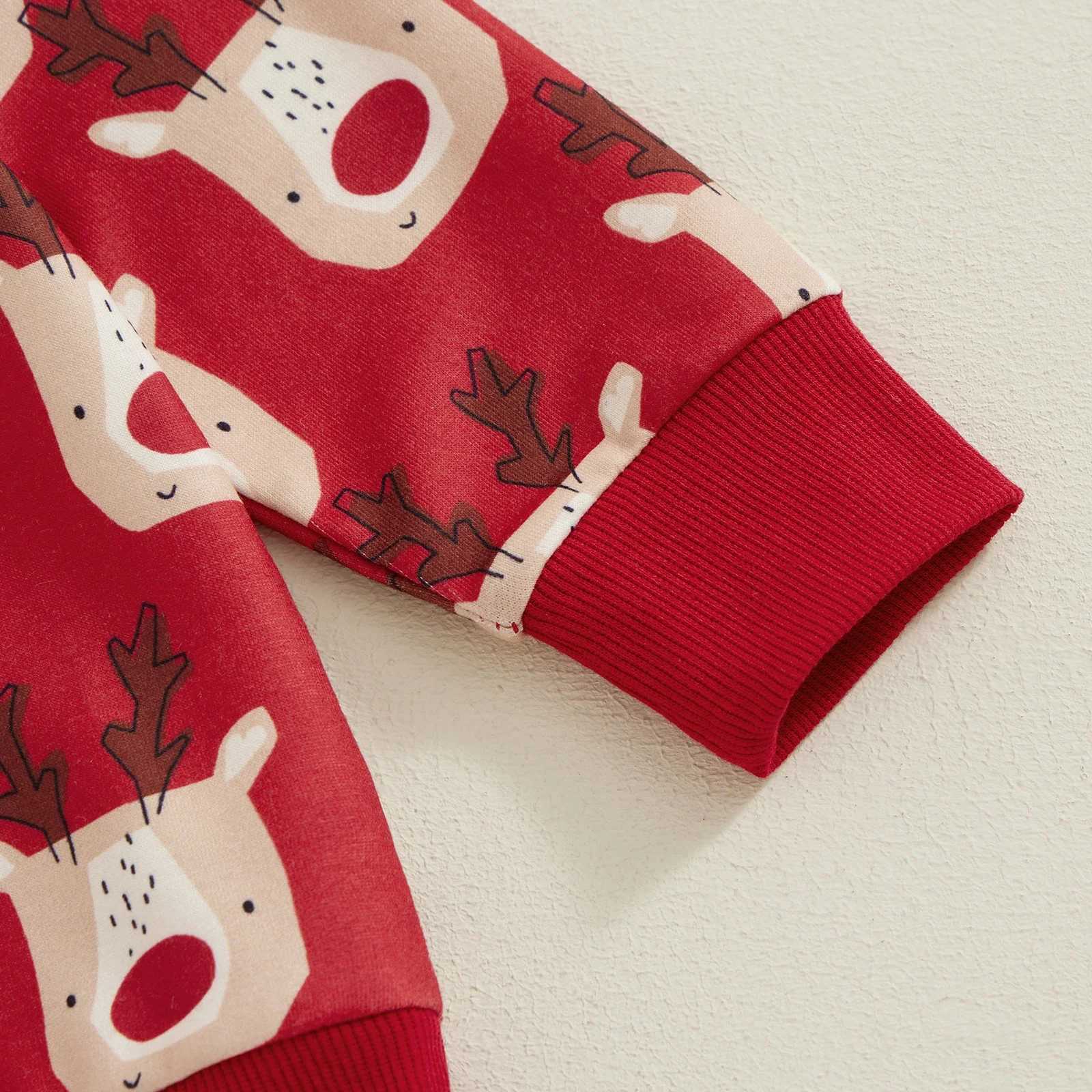 Clothing Sets Baby Cartoon Elk Print Long Sleeve Crew Neck Sweatshirt with Elastic Waist Sweatpants Christmas Costume for Girls Boys H241126