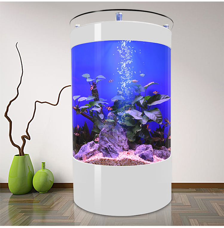 Customized half-rounded Acrylic aquarium fish tank Glass Bullet front fish tank aquarium with top bar