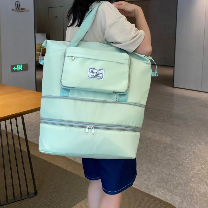 Waterproof Portable Travel Bag Expandable Handbag Nylon Large Capacity Short Distance Luggage Bag Sports and Fitness Bag 241114