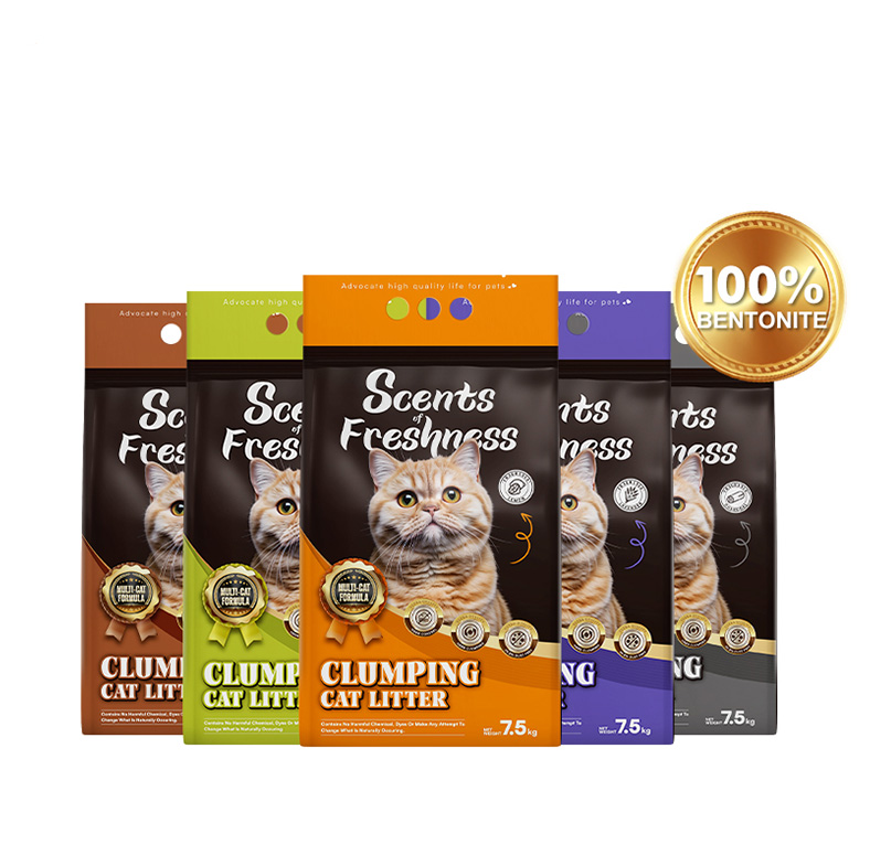 OEM Factory Supply dust free strong clumping cat litter arena para gato colorful ball shape Premium bentonite cat litter sand