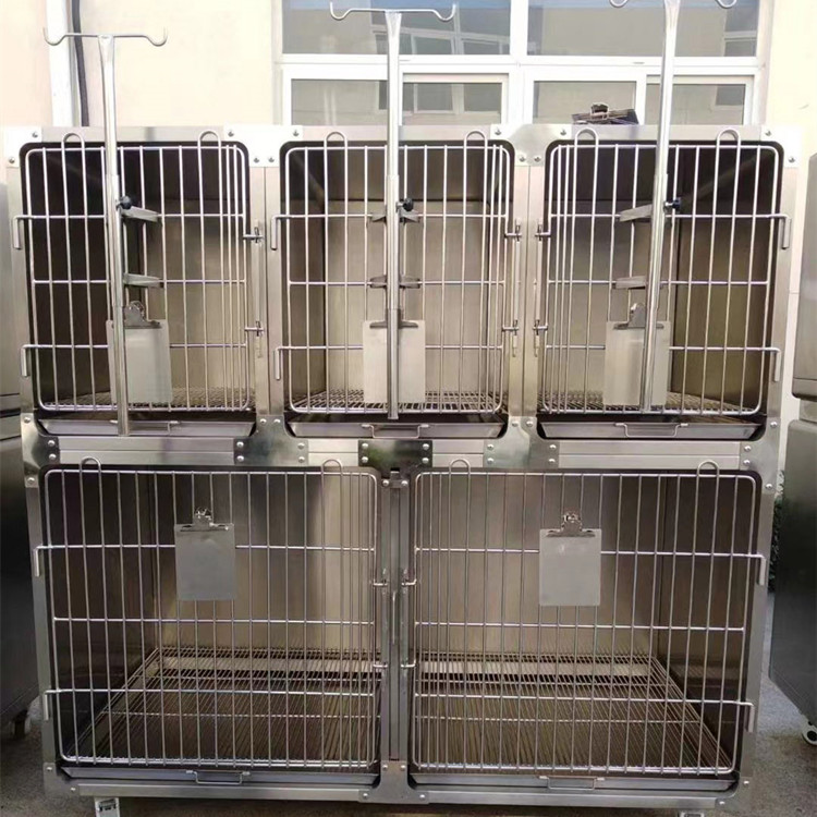 Professional Stainless Steel Veterinary Equipment Modular Breeding Animal Pet Cage With Solid Walls Dog Cage