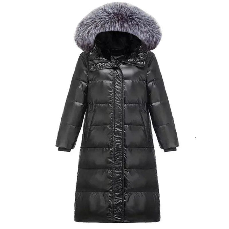 faux Fur Autumn Winter Coat Men Long Jacket for Mens Glossy Clothes Warm Parka Waterproof Winter Hooded Down Jacket Snow Wear 241125