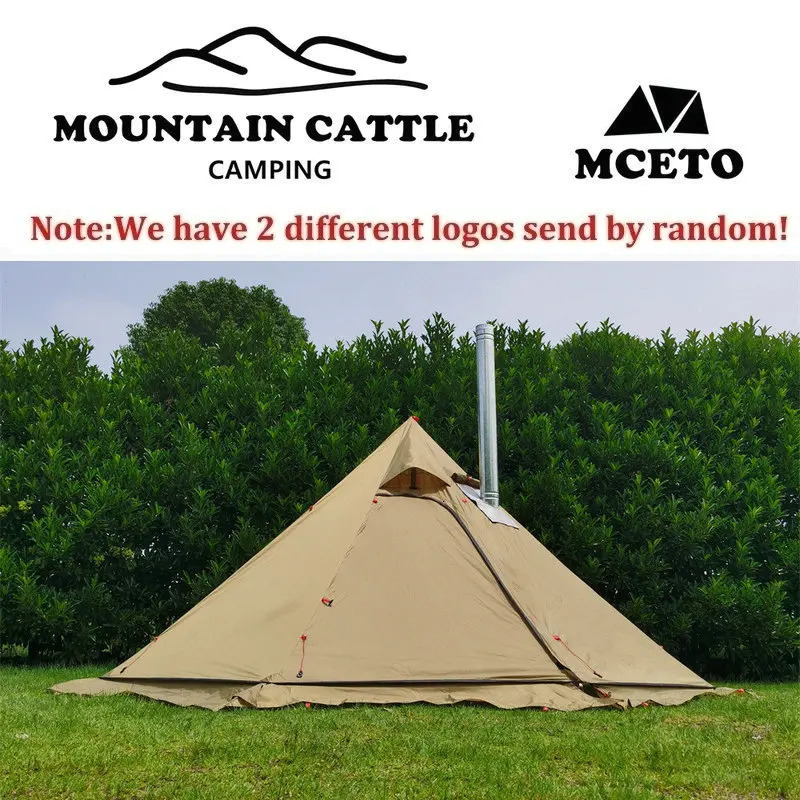 320/400 Big Camping Pyramid Tent 4 Season Ultralight Bushcraft Backpacking Tent Outdoor 210T Plaid Winter Tent with Snow Skirt 240416