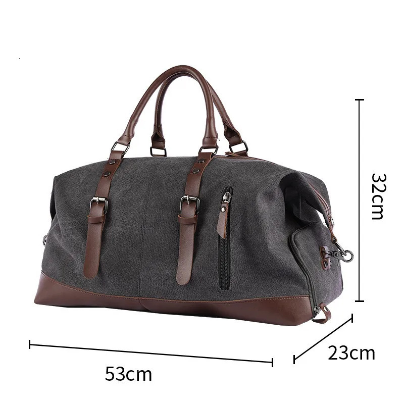 Retro Canvas Handbag Travel Bag Mens Fashion Trend Large Capacity Short Distance Travel Luggage Bag Shoulder Backpack Male 241114