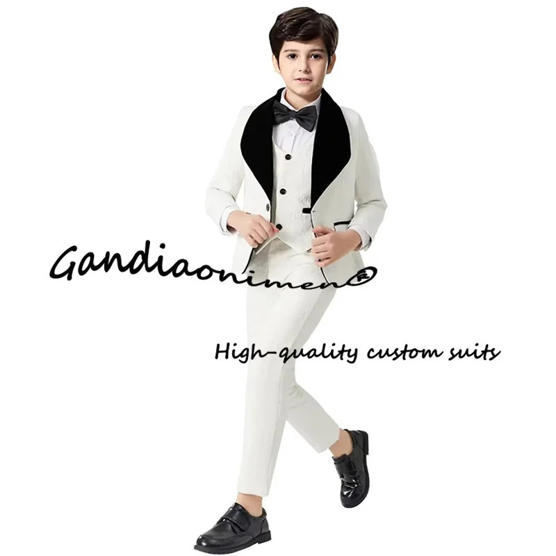 Boys Suits Three Piece Patterned Jackets Pants Vests Bow Ties Wedding Tuxedos Fashion Kids Blazer Prints Clothes 241126