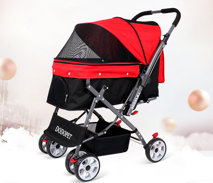 Portable Pet Trolley One-key Folding Detachable Handcart Cat Teddy Dog Utility Cart Stroller