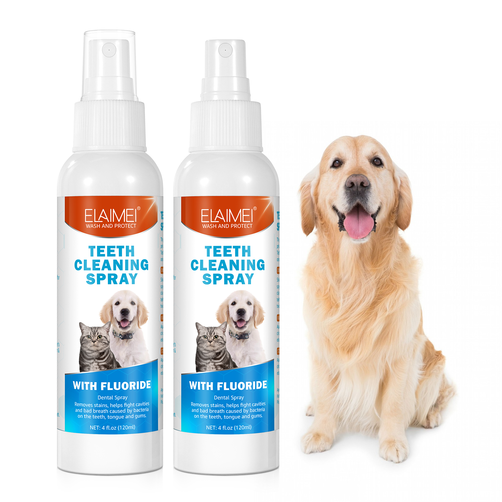 ELAIMEI Dog Oral Spray Removes Tartar Plaque and Freshens Breath Dental Spray for Healthy Teeth Gums