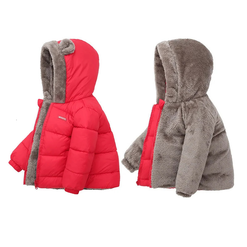 Children Boys Clothing Sets Lamb Fleece CoatsDown Overalls Baby 2Pcs Suit Winter Kids Thicken Warm Jackets Girl Fashion Clothes 241126