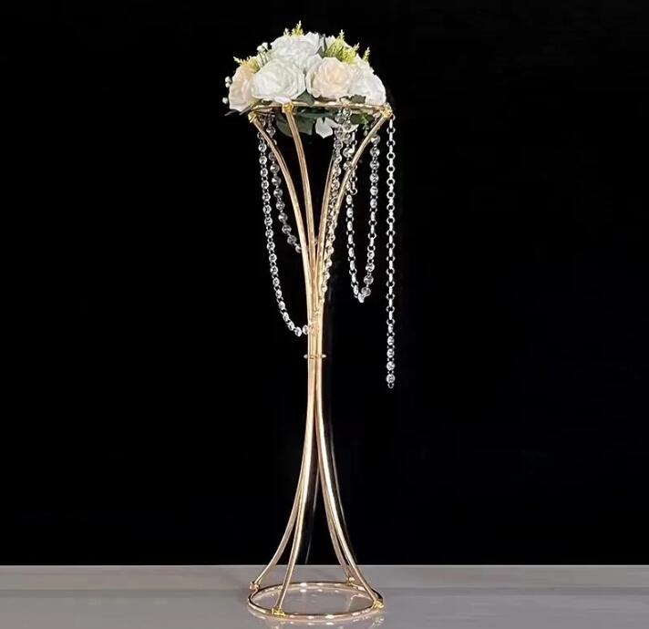 Vases Gold Flower Stand Metal T Road Lead Wedding Centerpiece Flowers Rack For Event Party Decoration