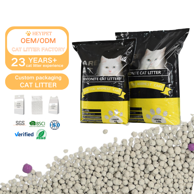Factory customized packaging 5L 10L 25kg Free design packaging New store discount lemon flavor bentonite cat litter