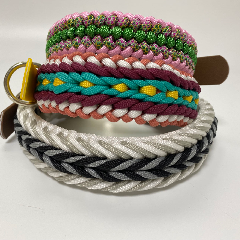 CUSTOM Logo Macrame Handmade Braided Nylon Rope Collar Collier Pour Chien Corde S M L XL Paracord Dog Collar And Lead Leash Set