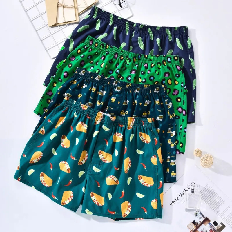Mens underwear 100% pure cotton boxing shorts casual sleep underwear high-quality printed loose underwear comfortable home wear 241126