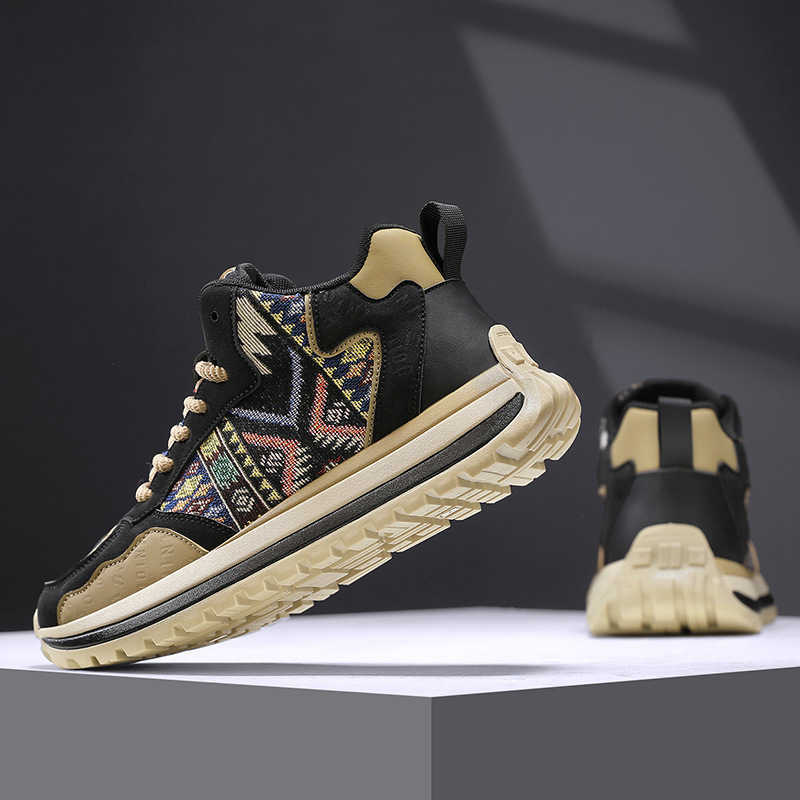 High Quality National style printed embroidered board shoes for autumn and winter new comfortable fabric surface height increasing thick sole versatil