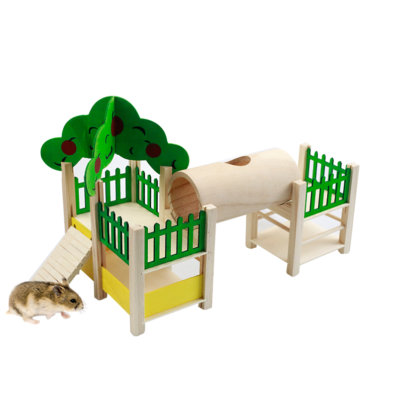 Wooden Hamster House Hideout Hut Rat Hideaway Exercise Toys for for Small Animals Like Dwarf Mouse