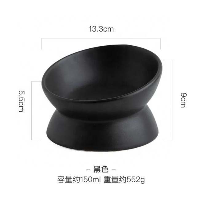 Hot Sale Multi Color High Foot Cat Bowl Protect Cervical Spine Oblique Mouth Pet Ceramic Bowl
