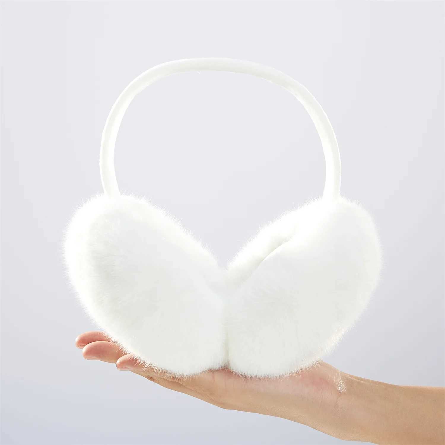Anjj Classic White Earmuffs Winter Fashion Plush Warm Windproof Ear Muffs Imitation Rabbit Fur Man Woman AccoriesXJ241126