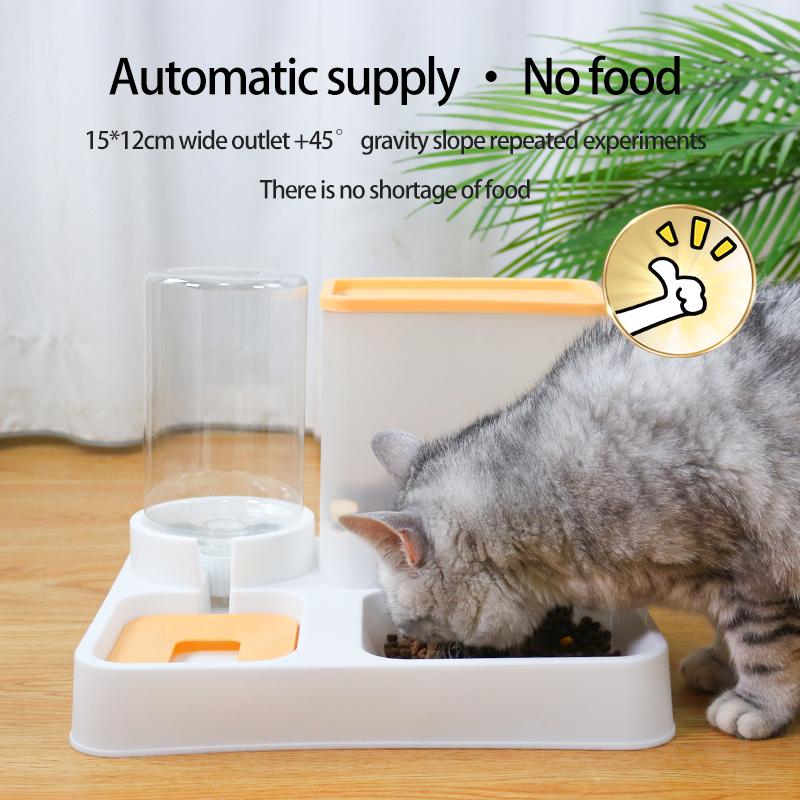 Hot Sale Semi-automatic cat feeder Water dispenser Integrated cat food bowl Double bowl anti-upset water feeder