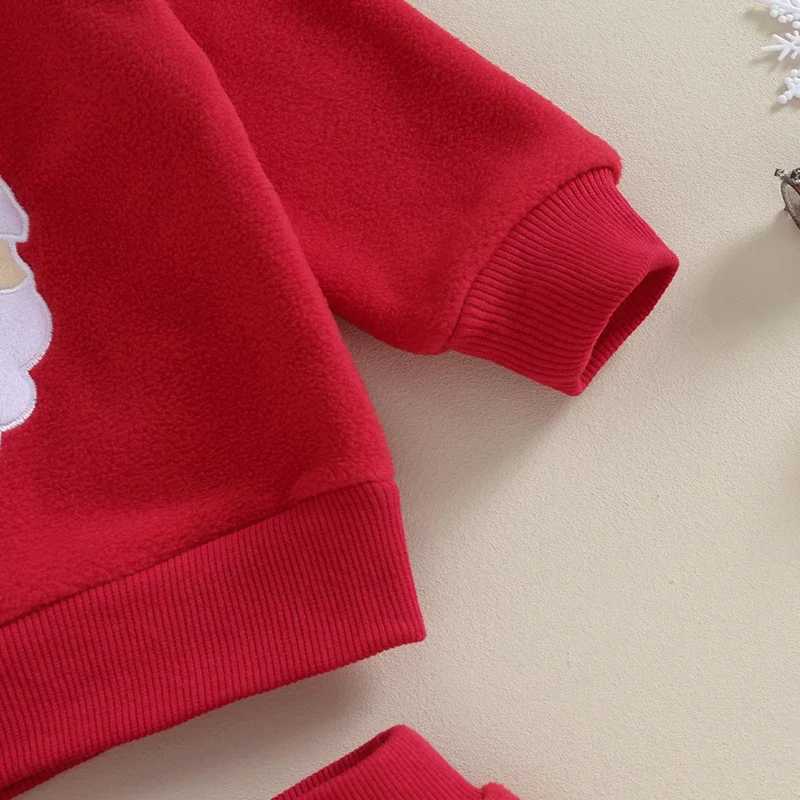 Clothing Sets Toddler Boys Christmas Outfits Set Santa Embroidery Long Sleeve Sweatshirts Solid Color Long Pants Xmas Clothes Set 2Pcs H241126