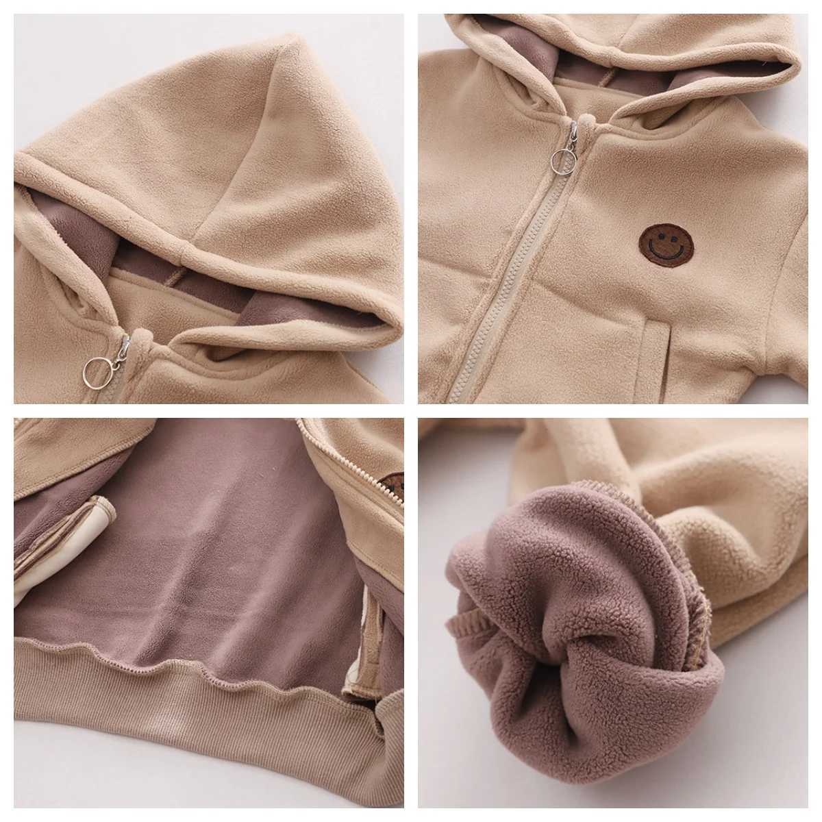 Clothing Sets Autumn Winter New Children Velvet Vest Hoodies Pants 3PCS Sets Boys Girls Thickened Suits Kids Thickening Warm Cotton Clothes H241126