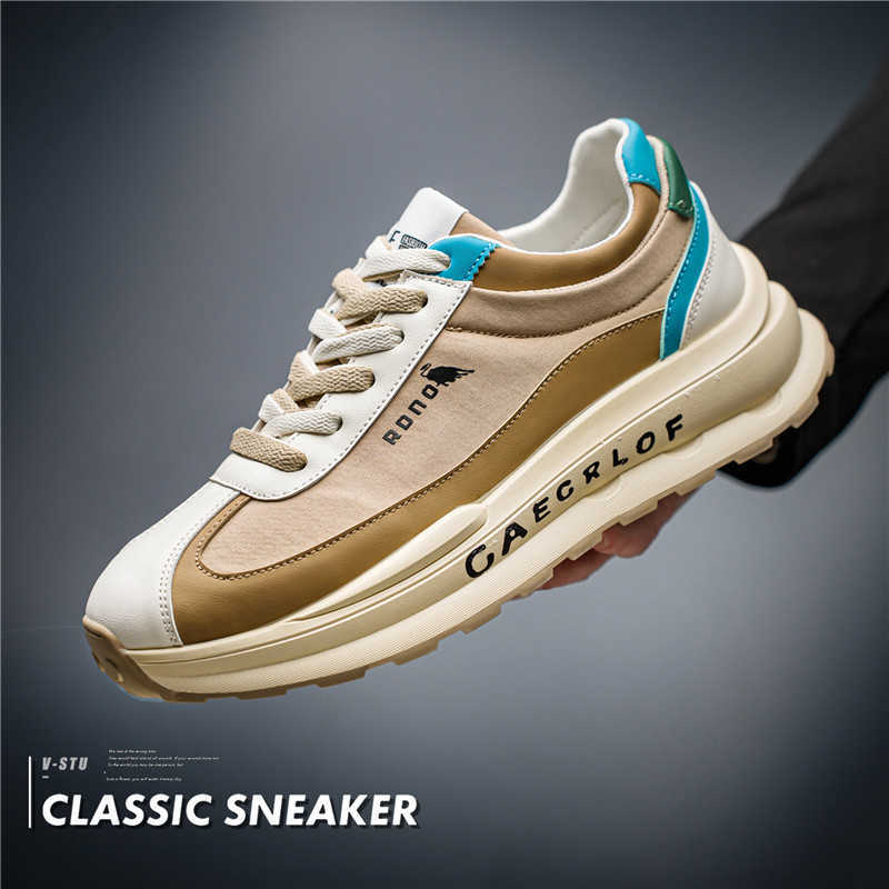High Quality Forrest Gump Mens Shoes Spring New Leather Sports Running Trendy Mens Shoes Thick soled Tall Letter Lace Casual Shoes T241126