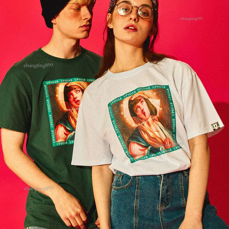 Summer New Original Trendy Personality Simple Pattern Printed Short-sleeved Cotton Round Neck Men's And Women's Short-sleeved T-shirt