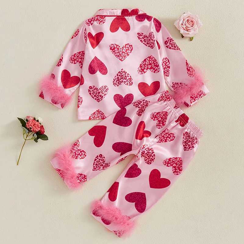Clothing Sets Women s 2-Piece Valentine s Day Pajama Set with Long Sleeve Heart Print Shirt and Cozy Pants for Sleepwear H241126