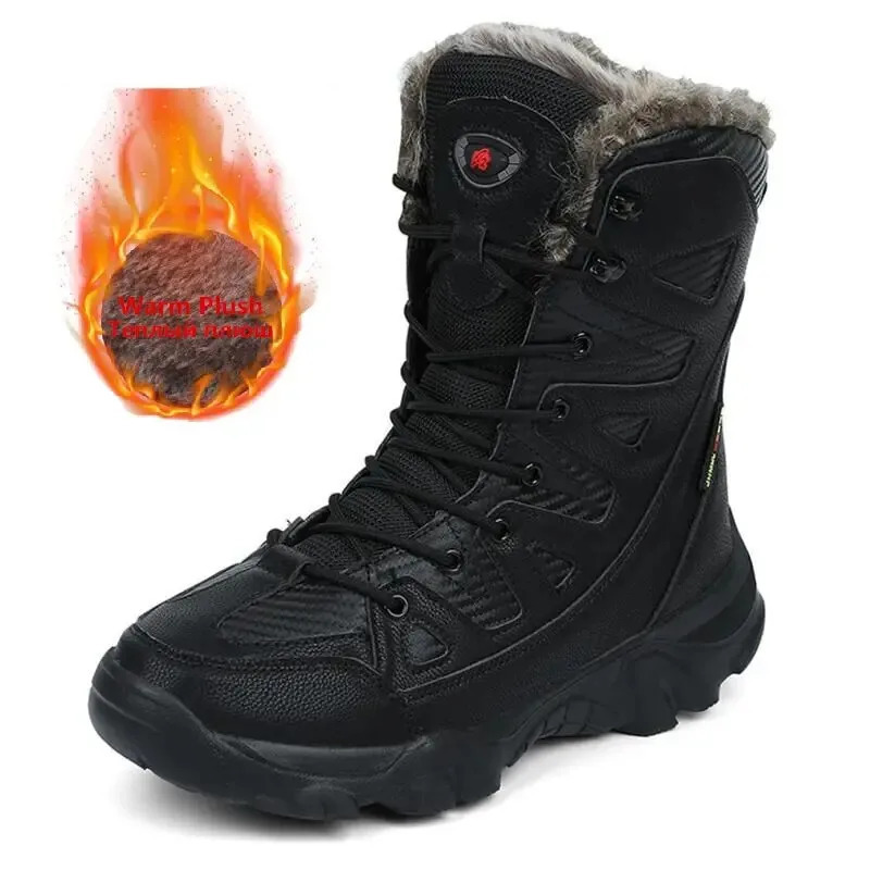 Winter waterproof mens boots plush super warm snow boots mens sports shoes Ankle boots outdoor mens desert boots Botas Hombre 241126