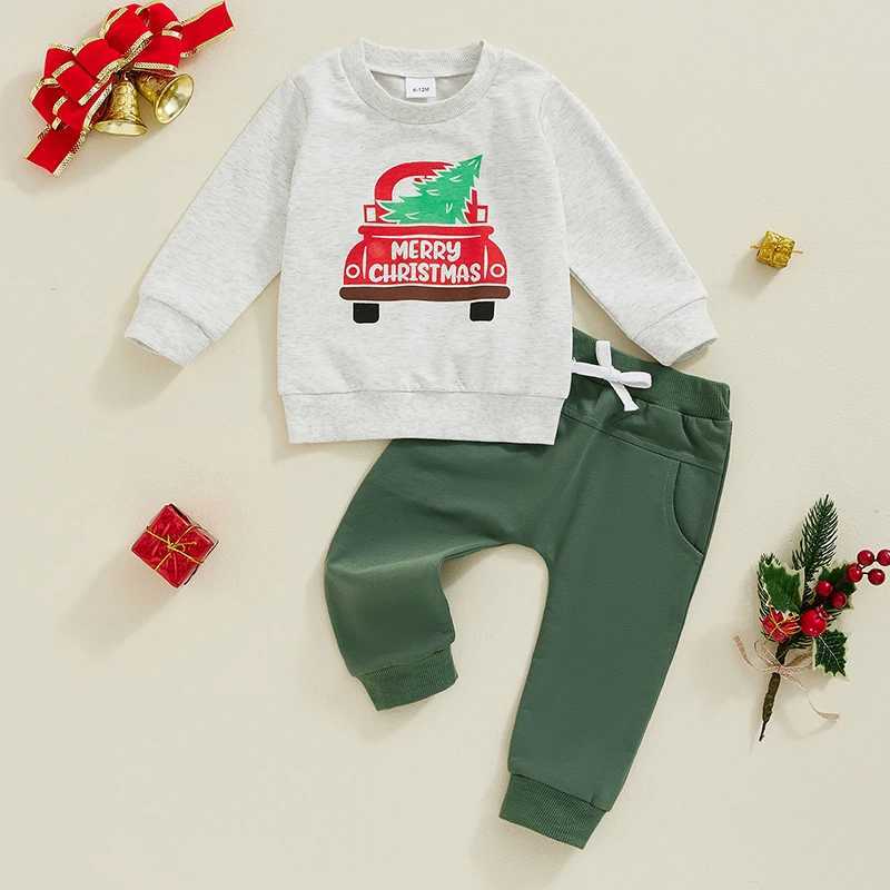 Clothing Sets Children s Boys Christmas Costume Festive Long Sleeve Reindeer Print Hoodie with Cozy Elastic Waist Joggers 2-Piece Set H241126