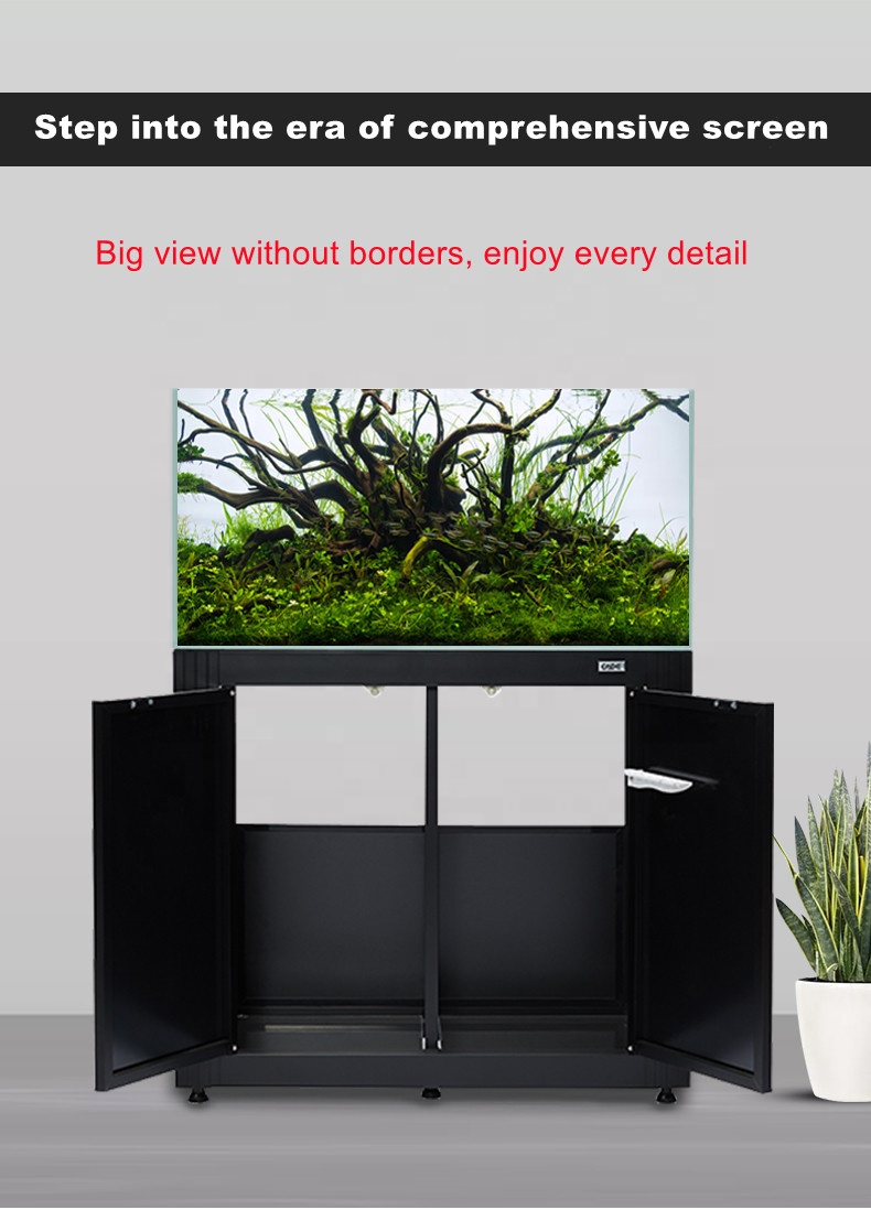 96L 25Gallon CADE Super Clear Glass Aquarium Living Room Professional Fish Tank With Bottom Cabinet