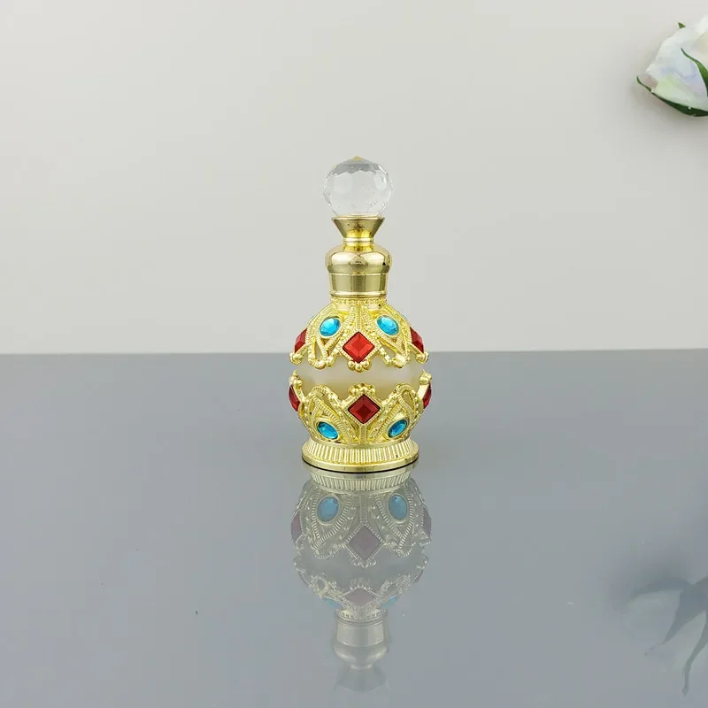 2024 1PC Vintage Metal Perfume Bottle Arab Style Essential Oils Dropper Bottle Container Middle East Weeding Decoration Giftfor vintage