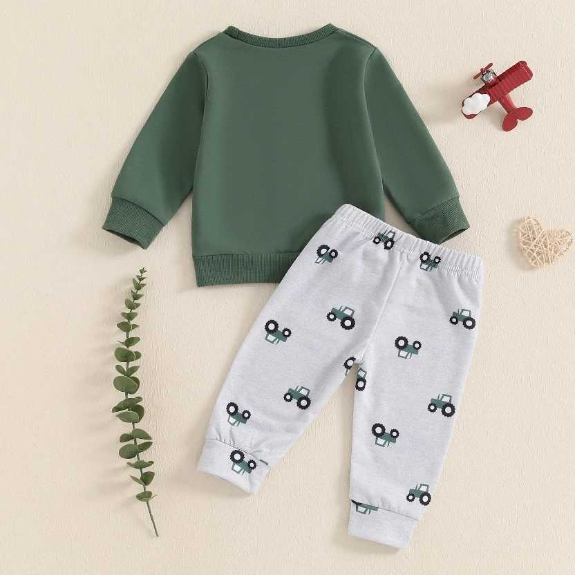 Clothing Sets Baby Boys Autumn Pant Sets Tractor Print Long Sleeve Sweatshirt with Sweatpants Infant Clothes Toddler Boys Tracksuits Set H241126