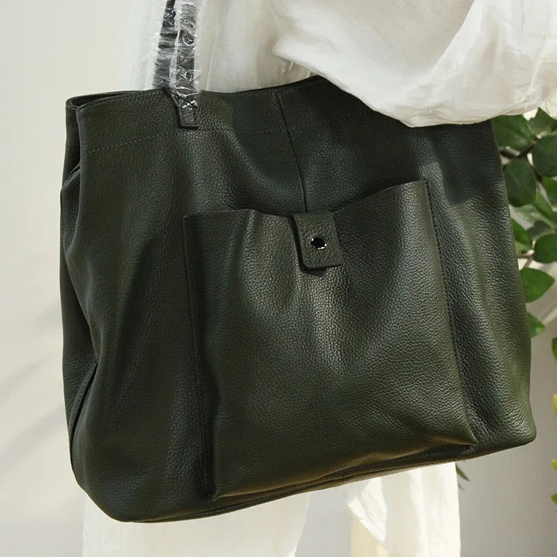 Genuine Leather Womens Bag Vintage First Layer Soft Large Capacity Multicompartment Shoulder 241125