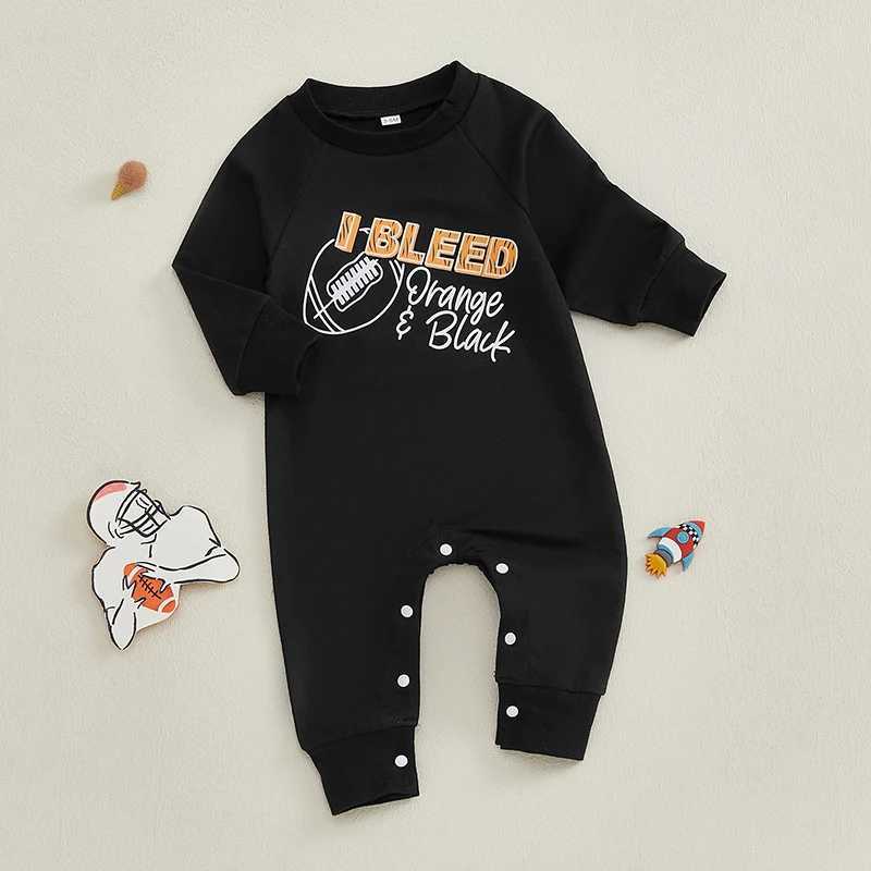 Clothing Sets Infant Baby Boy Sweatshirt Romper Autumn Fashion Letter Football Print Long Sleeve Round Neck Jumpsuit Fall Clothes Outfit H241126