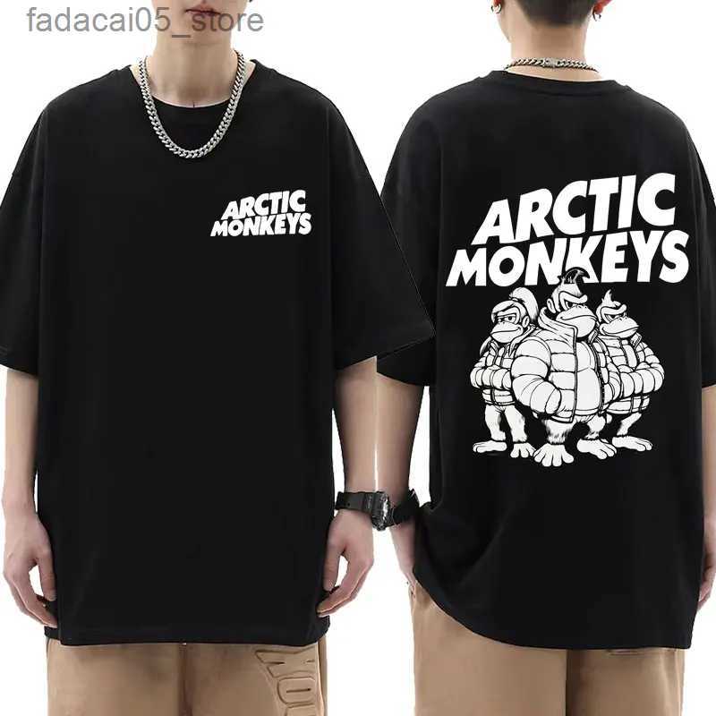 Men's T-Shirts Arctic Monkey Inspired T-shirt - Album List Graffiti Printed Retro Mens Hip Hop Punk Short Sleeve Q240425
