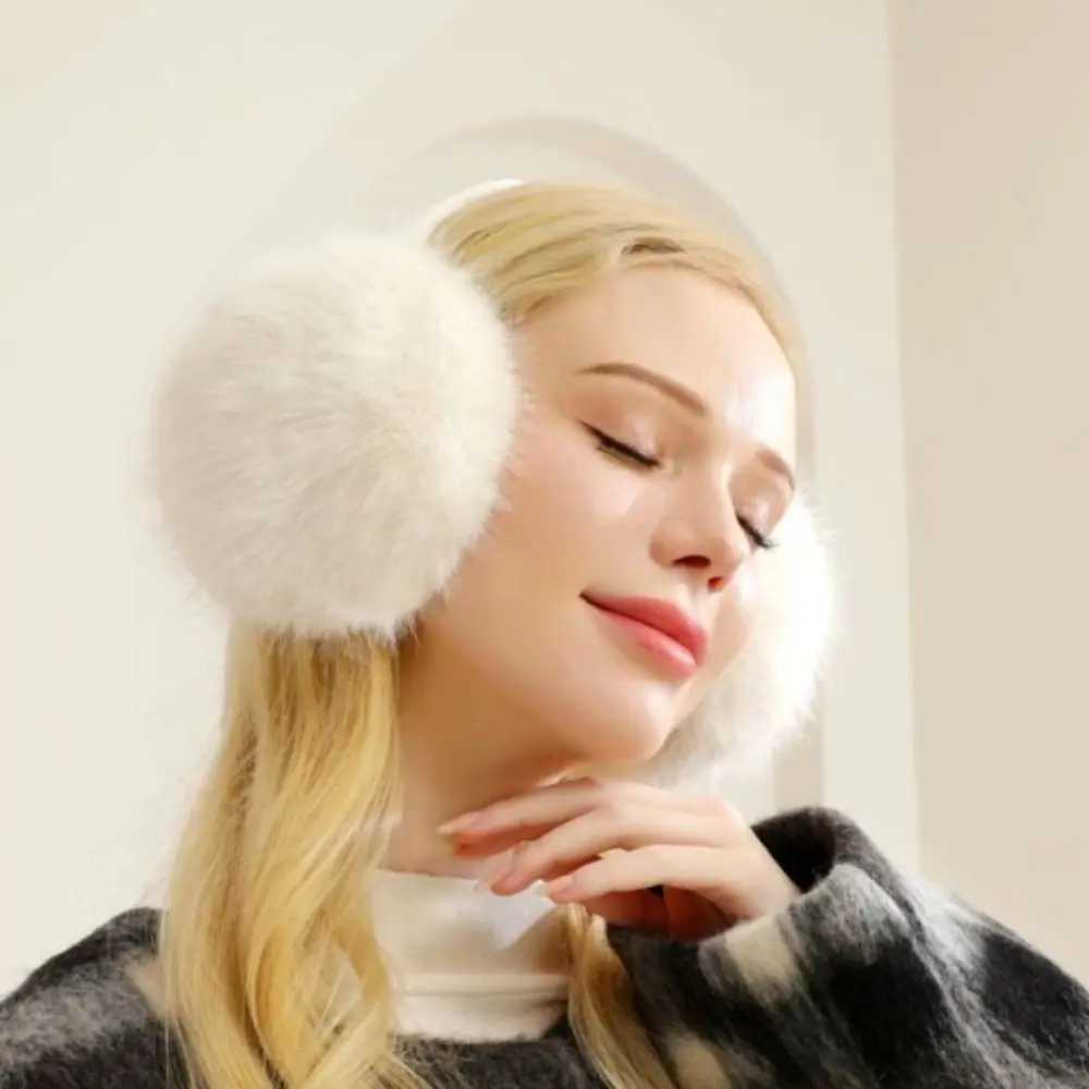 Fashionable autumn and winter earmuffs for women plush solid color adjustable warm folding earmuffs W241126