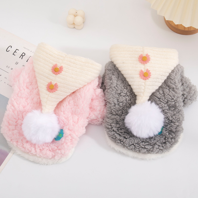 Warm Thick lamb wool Pet Clothes hooded jacket Cute Funny Apparel Dogs Cats Winter Spring Holidays