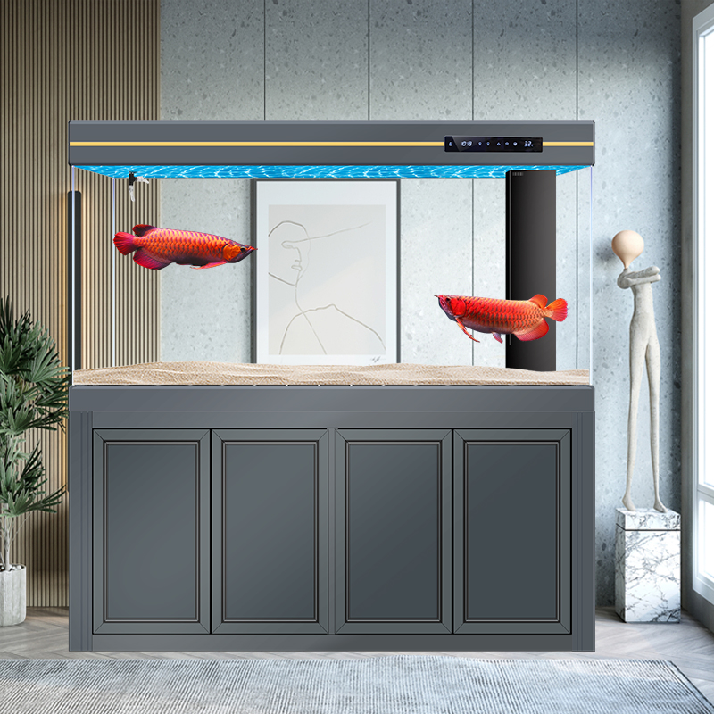 Large fish tank glass aquarium living room dragon fish tank 1.2m 1.5m 1m 3M aluminum alloy bottom cabinet bottom filter