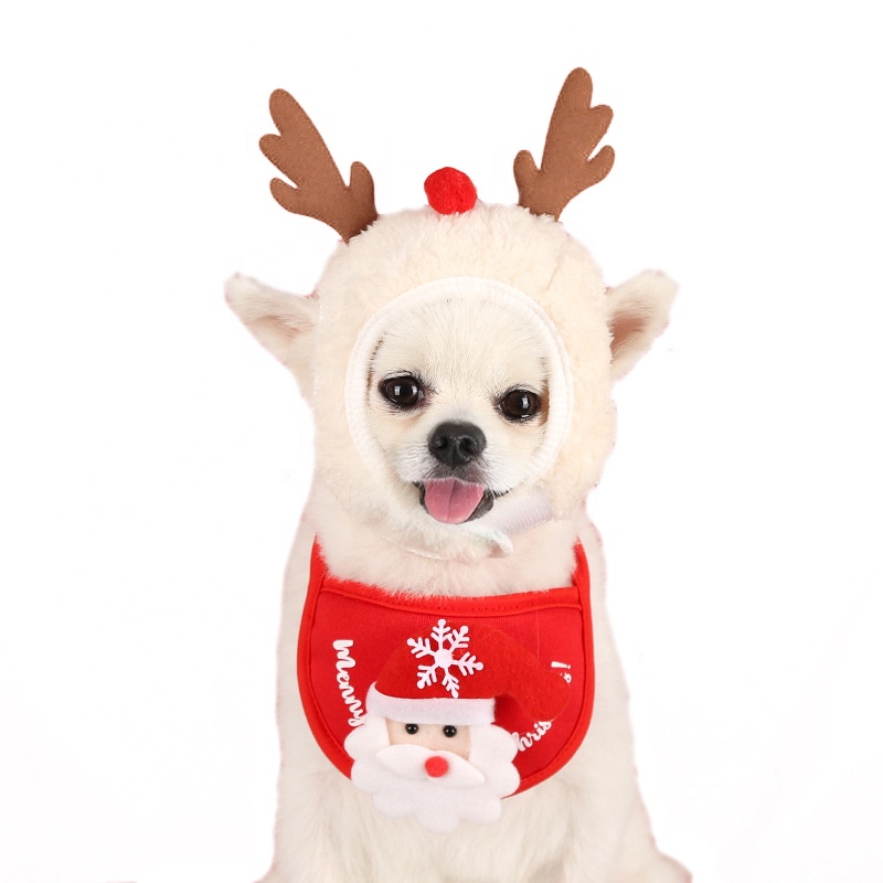 factory wholesale price pet christmas ornaments hats accessory bib decorations dog hat