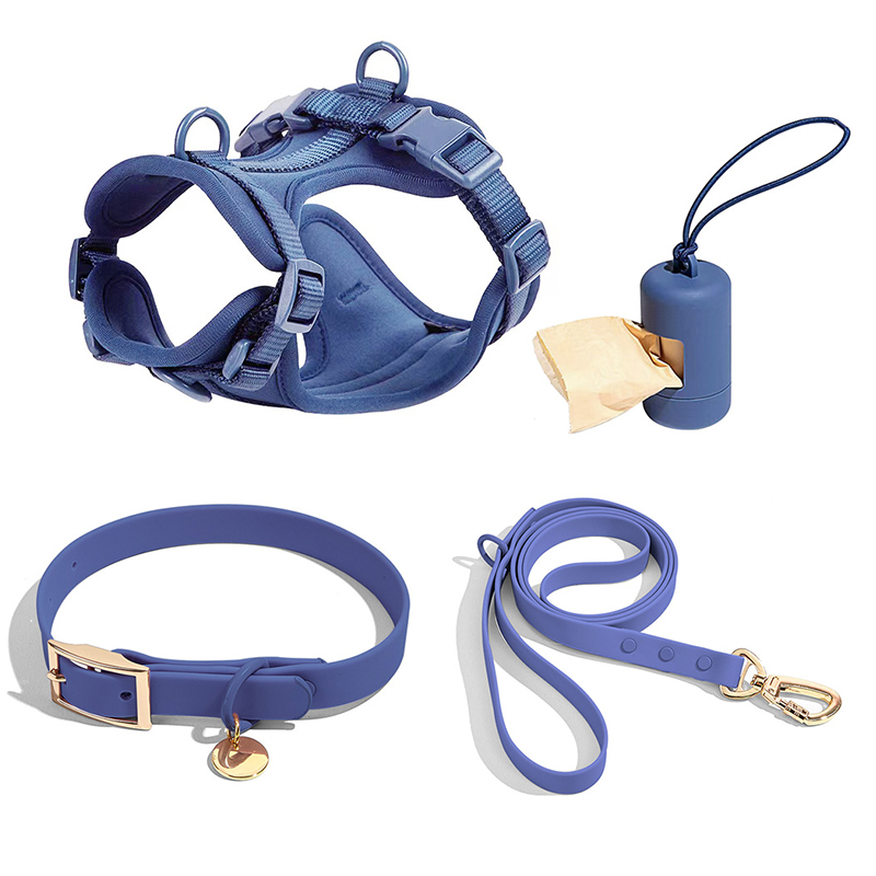 WeLove Multiple Color Pet Accessories Dog Harness Leash Collar for Dogs Outdoor Adjustable Solid Color Dog Harness & Leashes Set