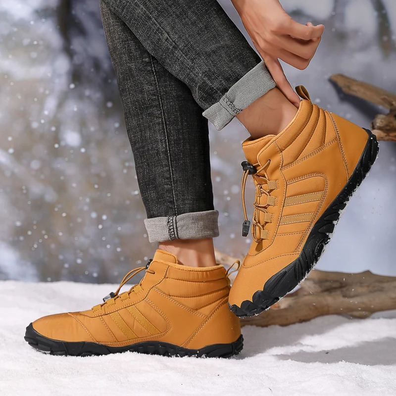 Winter Boots Mens Snow Barefoot Casual Shoes Outdoor Work Shoes Womens Warm Fur Mens Ankle Shoes Mens Snow Boots Large Size 47 241126